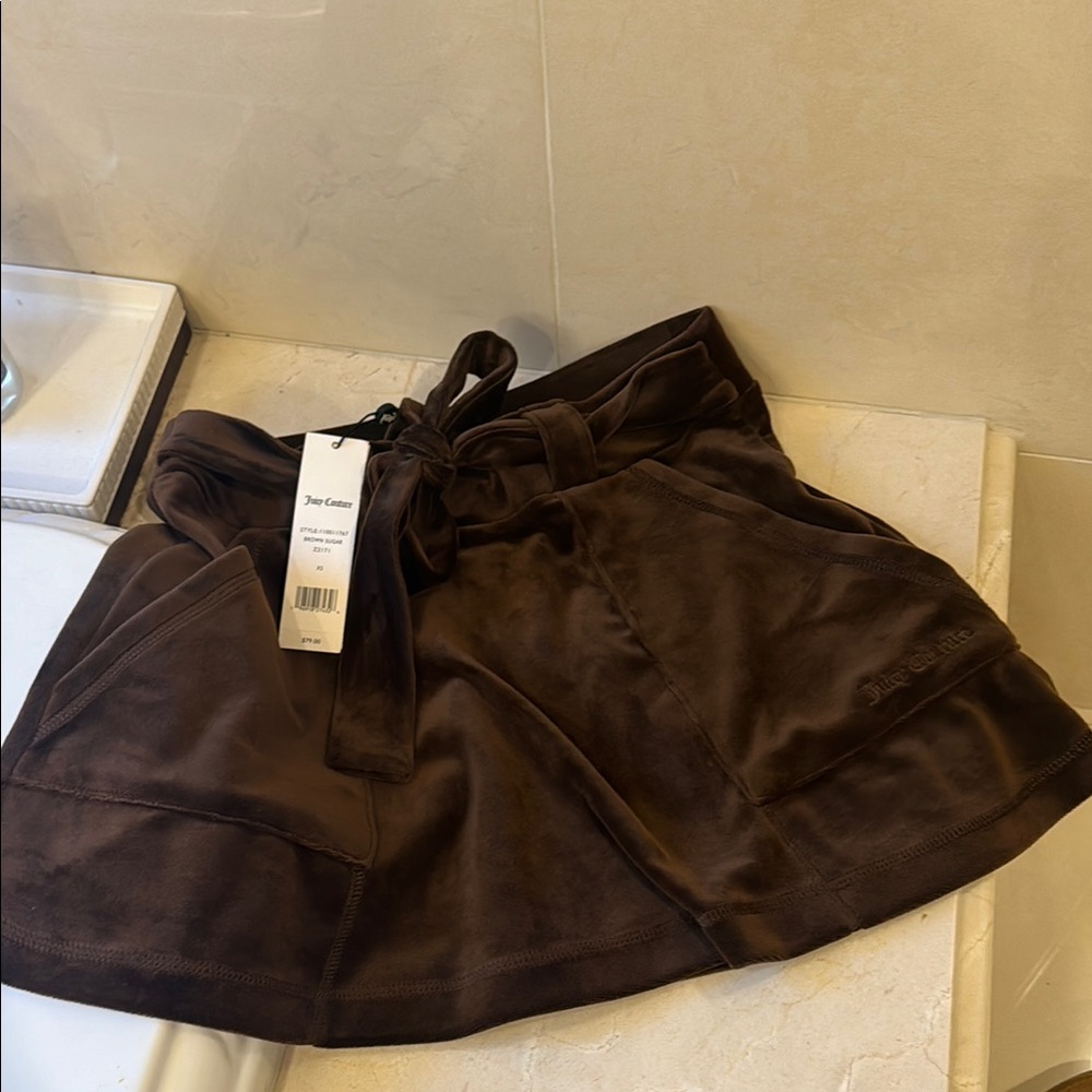 Juicy couture velvet Brown Skirt with Tie Waist